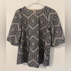 Seidensticker Geometric Print Blouse High Quality Career Office Chic EU 43 US 12